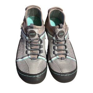 Jsport by Jambu Water-Ready Slip-On Women Shoes 7.5M Gray/Teal Mesh Vegan Upper